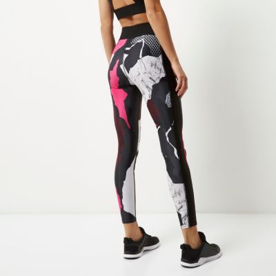 RI Active pink print panel gym leggings